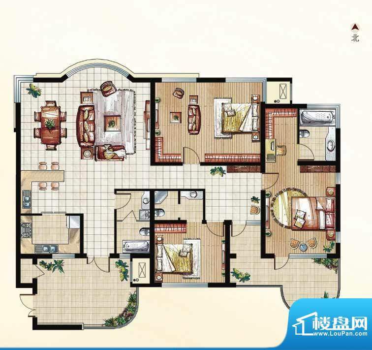 海滨假日花园D2户型面积:207.00平米