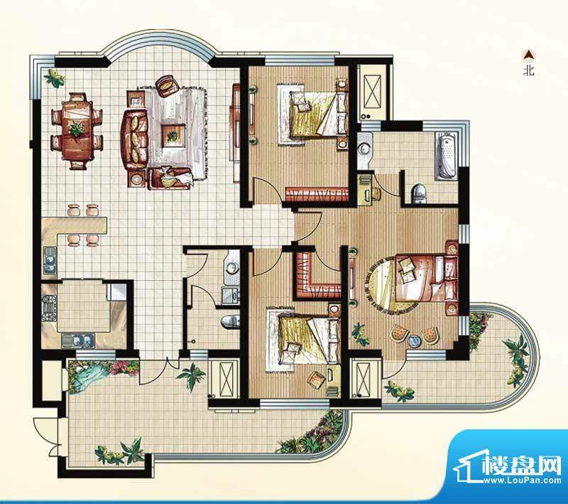 海滨假日花园C2户型面积:174.00平米