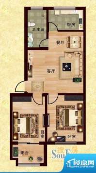 奇泉梨花村A户型图 面积:70.00平米