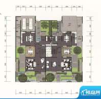 C户型入户首层平面图