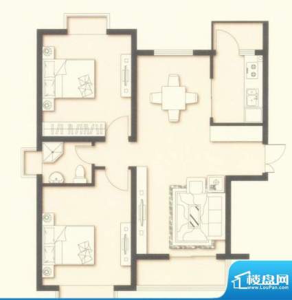 世嘉岭秀2居室户型图面积:92.42平米