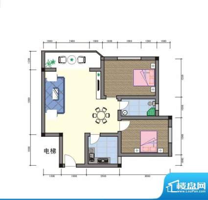 蓝洋温泉大河花园公面积:77.65平米