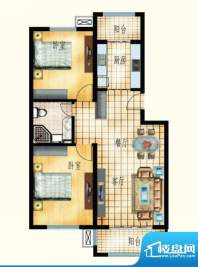 领海公馆J户型图 2室面积:84.70平米
