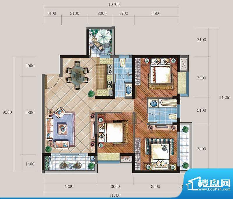 江湾兰庭B-3户型图 面积:118.82平米