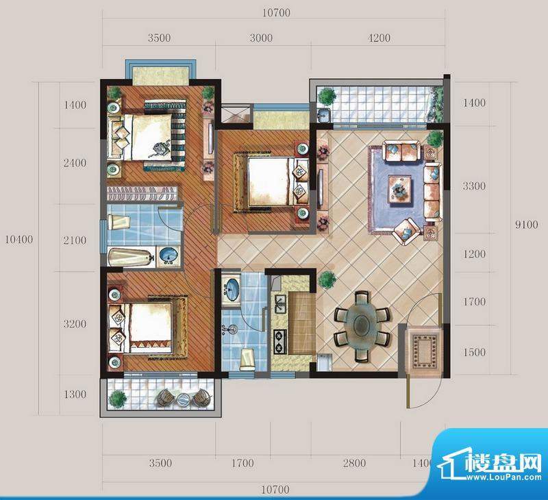 江湾兰庭B-1户型图 面积:118.53平米