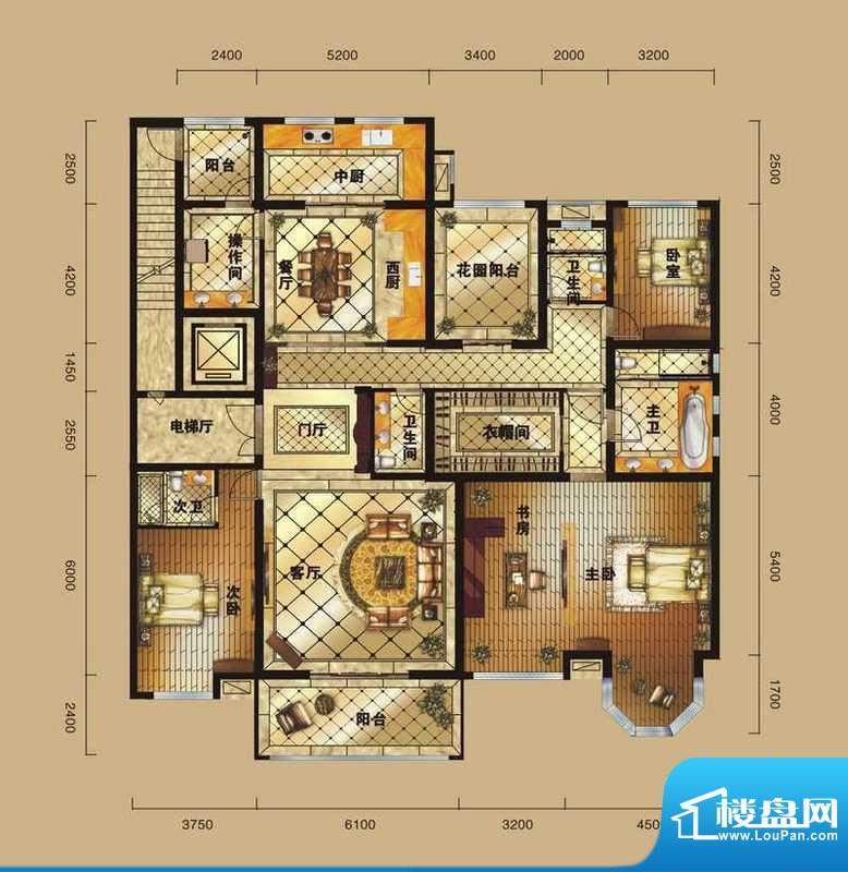 中海紫御公馆瞰海奢面积:280.00平米