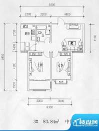 磁山颐生苑3#B户型图面积:83.84平米