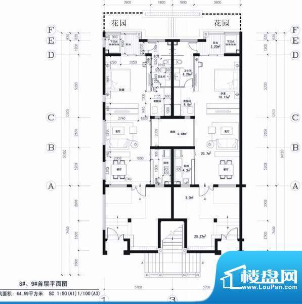 海阔天空子爵公馆一面积:64.59平米