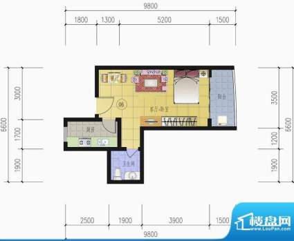 山水兰庭06-1/11-1户面积:42.63平米