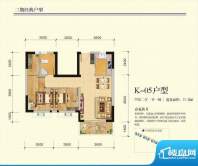 月亮城三期K-05户型面积:77.38平米