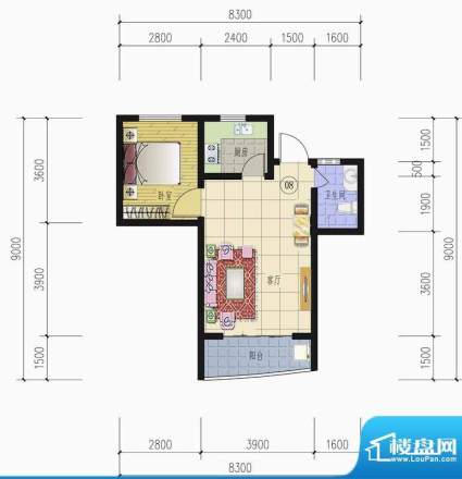 山水兰庭08+1偶数层面积:52.66平米