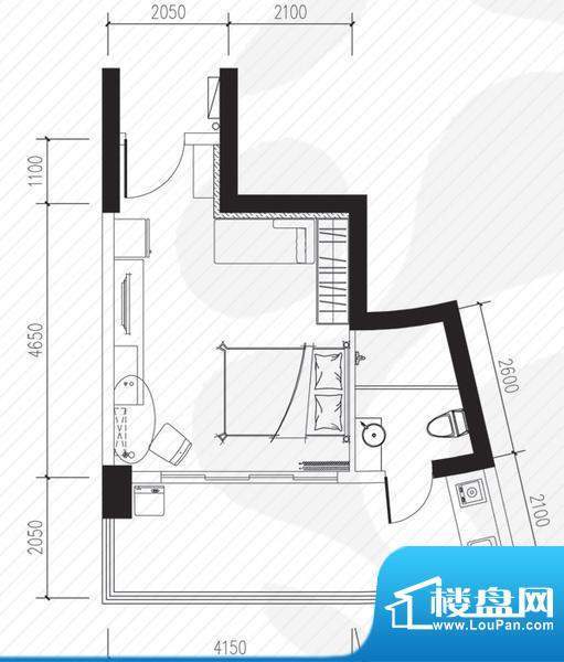 厚土珊瑚湾A栋A户型面积:42.42平米