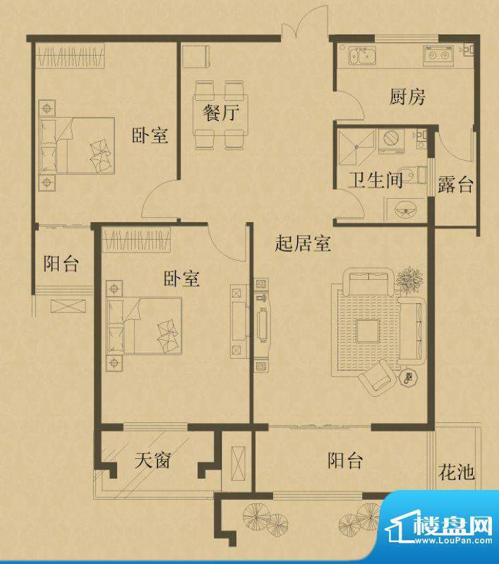 山海佳苑上品B户型图面积:110.00平米