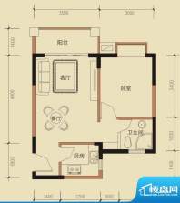 万泉森邻D1户型 1室面积:50.74平米