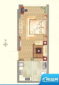 名仕豪庭F户型 1室1面积:35.68平米