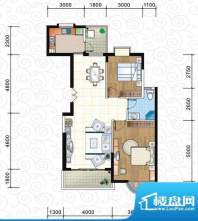 学苑公馆二房户型 2面积:100.38平米