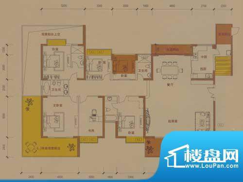 奥林华府6栋01户型奇面积:272.00平米