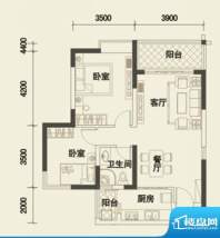 大拉长寿谷户型B3、面积:82.79平米