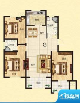 建源山海龙城G户型图面积:127.38平米