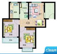 金域蓝湾C3户型图 2面积:71.70平米