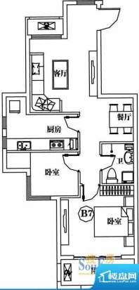 蒙哥马利豪庭B7户型面积:79.27平米