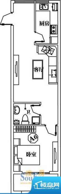 蒙哥马利豪庭A6户型面积:68.30平米