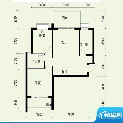 国奥天地1号楼1单元面积:104.26平米