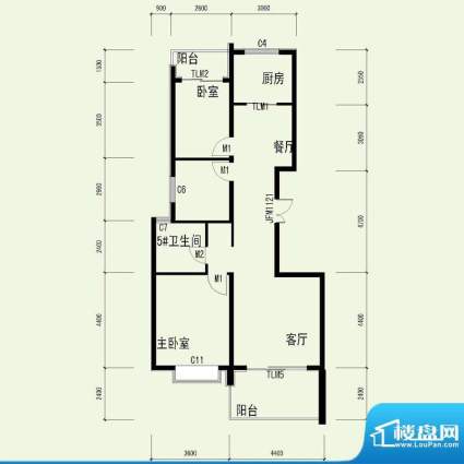 国奥天地2号楼1单元面积:111.55平米