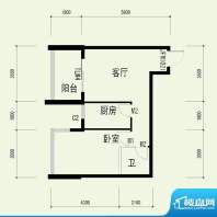 国奥天地2号楼5单元面积:55.51平米