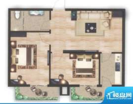 左岸尊邸C户型图 2室面积:74.98平米
