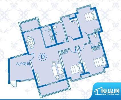 东海城D户型图 4室2面积:153.85平米