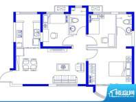黄金家园户型图2 3室面积:97.18平米