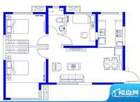 黄金家园户型图1 2室面积:86.31平米