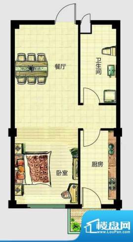 华安国际现代城B户型面积:51.00平米