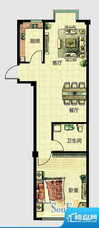 华安国际现代城C户型面积:69.00平米