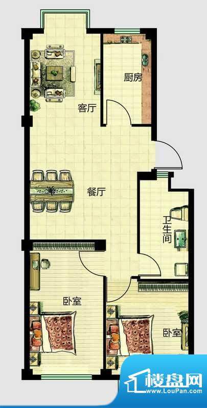 华安国际现代城E户型面积:76.00平米