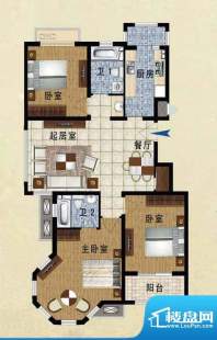 海景苑A1户型图 3室面积:116.46平米