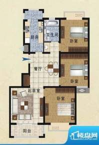 海景苑A2户型图 3室面积:109.33平米