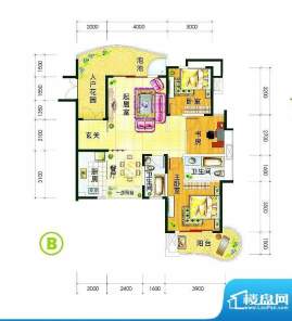 鹤润翡翠湾B户型 3室面积:122.00平米