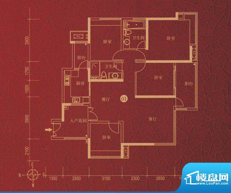 星汇金沙G3栋01单元面积:150.00平米