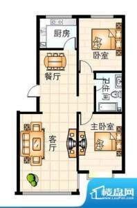 东陌堂新区C户型 2室面积:78.10平米