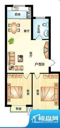 东陌堂新区户型B 2室面积:83.80平米