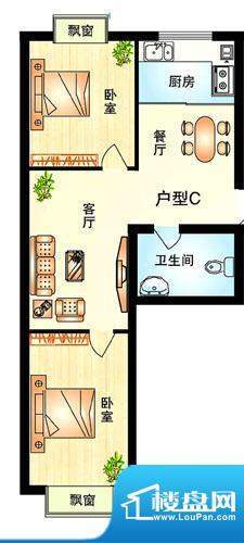 东陌堂新区户型C 2室面积:72.45平米