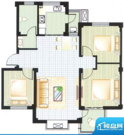 融基丽景园A户型图 面积:96.00平米