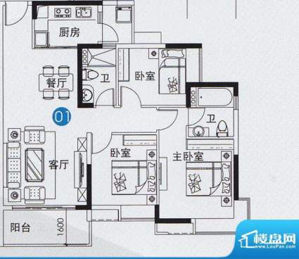 尚上名筑A3栋01单位面积:105.00平米