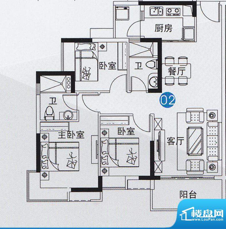 尚上名筑A3栋02单位面积:97.00平米