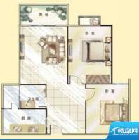 银河金座D户型 2室2面积:73.51平米