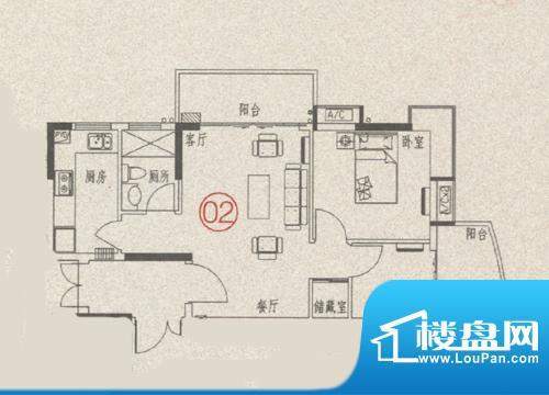 罗马家园D7 栋02单位面积:75.00平米