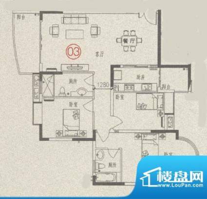 罗马家园D6栋03单位面积:144.00平米