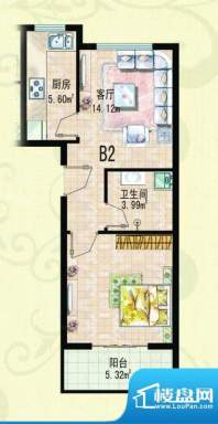 湖光豪景B2户型图 1面积:49.84平米